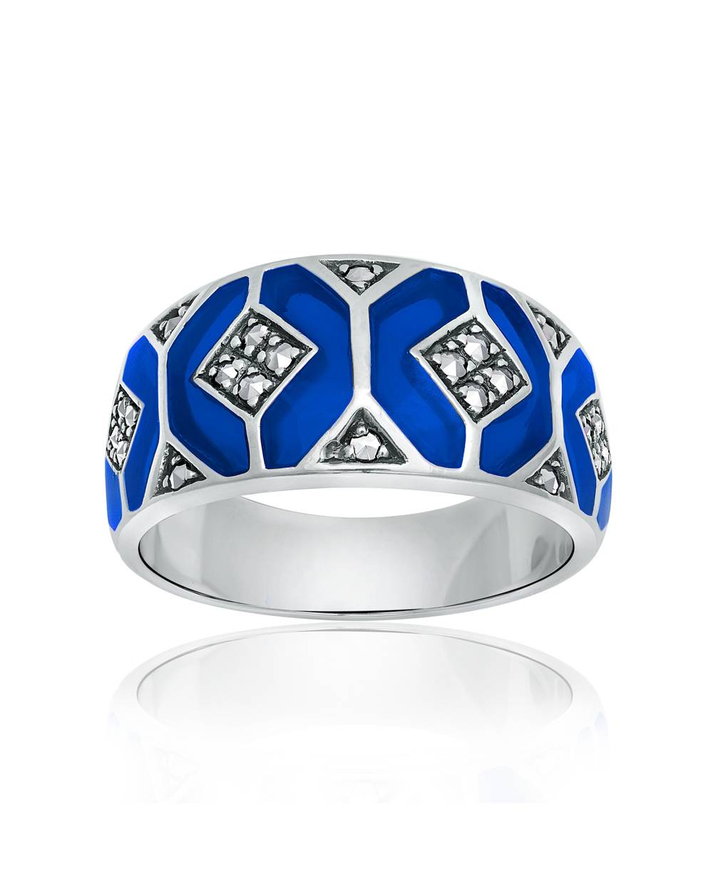 Thin Blue Enamel Ring Larus Jewellery